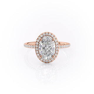 2.10 CT Oval Shaped Moissanite Halo Engagement Ring