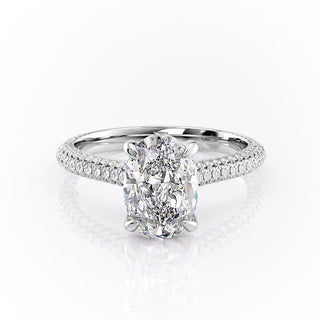 1.91 CT Oval Cut Solitaire Triple Pave Setting Moissanite Engagement Ring