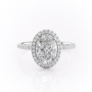 2.10 CT Oval Shaped Moissanite Halo Engagement Ring