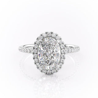 2.10 CT Oval Shaped Moissanite Halo Engagement Ring