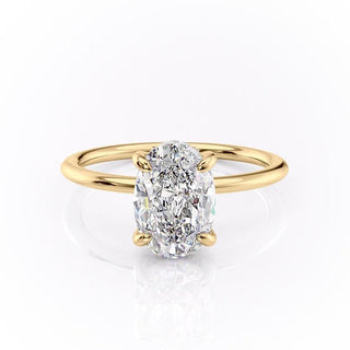 2.10 CT Oval Shaped Moissanite Hidden Halo Engagement Ring