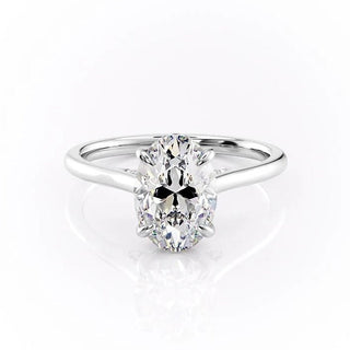 2.10 CT Oval Shaped Moissanite Hidden Halo Engagement Ring