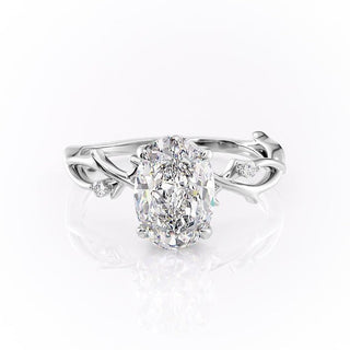 Bague de fiançailles en moissanite à sertissage pavé et solitaire ovale de 2,72 ct