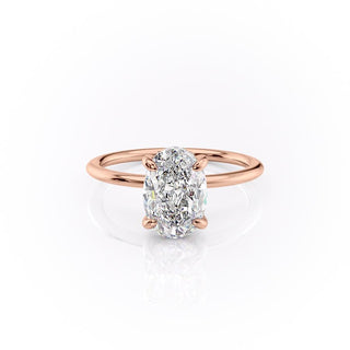 Bague de fiançailles avec halo caché en moissanite de forme ovale de 2,10 ct