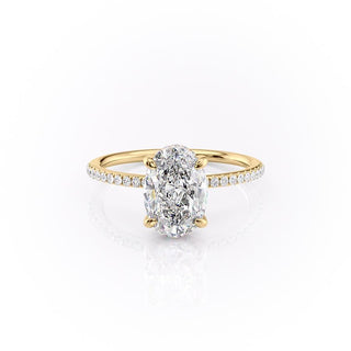 Bague de fiançailles avec halo caché en moissanite de forme ovale de 2,10 ct