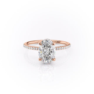 2.10 CT Oval Cut Solitaire & Pave Setting Moissanite Engagement Ring