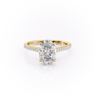 Bague de fiançailles en moissanite à taille ovale et sertissage pavé de 2,72 ct