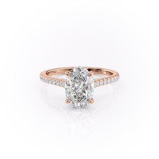 Bague de fiançailles en moissanite à taille ovale et sertissage pavé de 2,72 ct