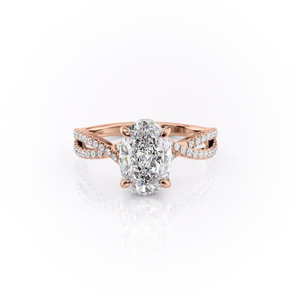 Bague de fiançailles solitaire en moissanite de forme ovale de 2,10 ct à tige fendue