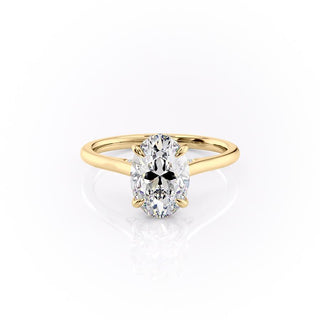 Bague de fiançailles avec halo caché en moissanite de forme ovale de 2,10 ct