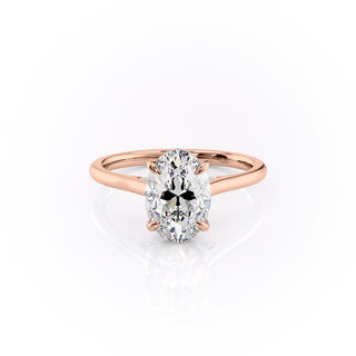 Bague de fiançailles avec halo caché en moissanite de forme ovale de 2,10 ct