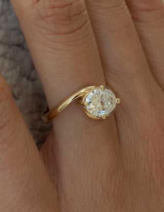 Bague de fiançailles avec diamant solitaire CVD taille ovale de 1,0 à 1,50 ct