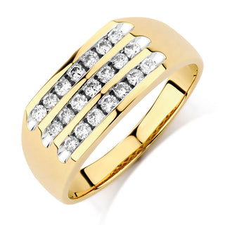 2.00MM Moissanite Men's Channel Set Wedding Band In Yellow Gold