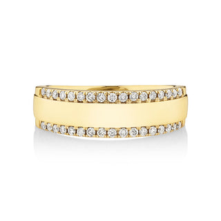 Two Row Moissanite Wedding Band with 0.50ct of Diamonds In Yellow Gold