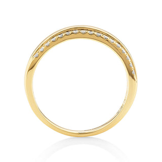 Two Row Moissanite Wedding Band with 0.50ct of Diamonds In Yellow Gold