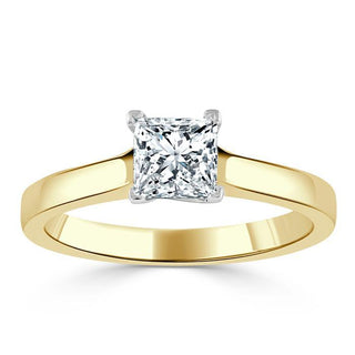 Anillo de compromiso solitario de moissanita de talla princesa de 1,0 ct