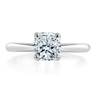 1.0 CT Cushion Cut Solitaire Moissanite Engagement Ring