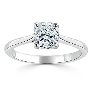 1.0 CT Cushion Shaped Moissanite Solitaire Engagement Ring