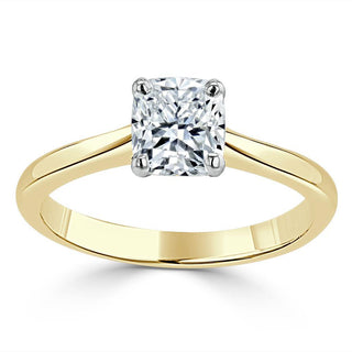 1.0 CT Cushion Shaped Moissanite Solitaire Engagement Ring