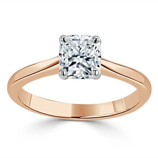 Bague de fiançailles solitaire en moissanite en forme de coussin de 1,0 ct