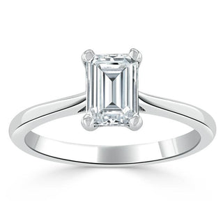 Bague de fiançailles solitaire en moissanite en forme d'émeraude de 1,0 ct