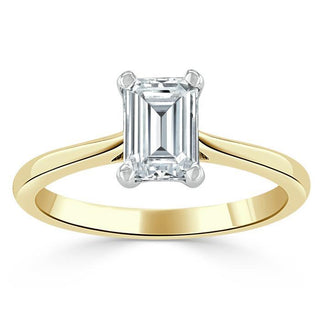 1.0 CT Emerald Cut Moissanite Solitaire Engagement Ring