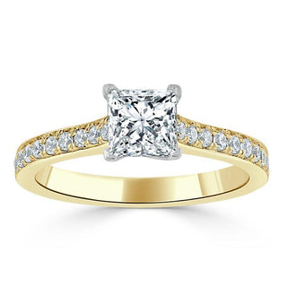 Bague de fiançailles solitaire en moissanite de forme princesse de 1,0 ct