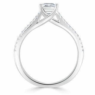 Bague de fiançailles en moissanite solitaire taille princesse de 1,0 ct avec monture fendue