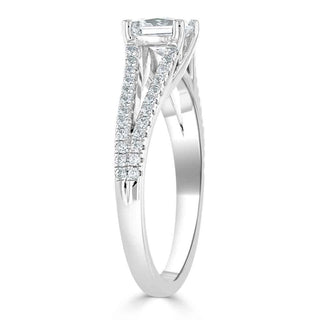 Bague de fiançailles en moissanite solitaire taille princesse de 1,0 ct avec monture fendue