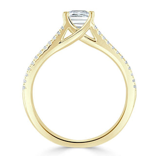 Bague de fiançailles avec solitaire en moissanite de forme princesse de 1,0 ct à tige fendue