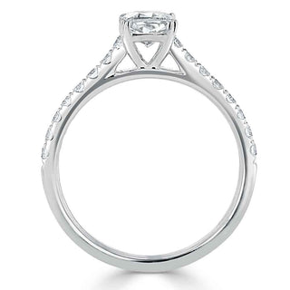 0.75 CT Cushion Cut Solitaire Moissanite Engagement Ring With Pave Setting