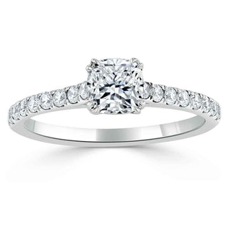 0.75 CT Cushion Shaped Moissanite Solitaire Engagement Ring