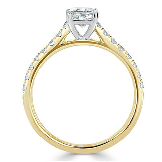 Bague de fiançailles solitaire en moissanite taille coussin de 0,75 ct avec sertissage pavé