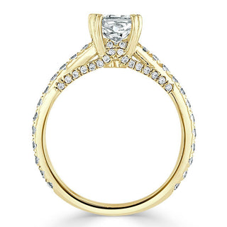 Bague de fiançailles en moissanite pavée à halo caché de taille coussin de 1,0 ct