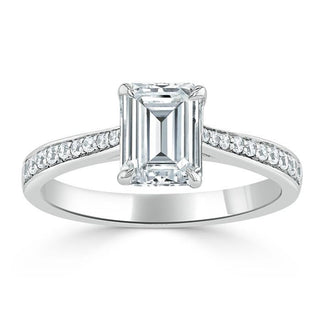 Bague de fiançailles solitaire en moissanite en forme d'émeraude de 1,0 ct