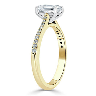 Bague de fiançailles solitaire en moissanite en forme d'émeraude de 1,0 ct