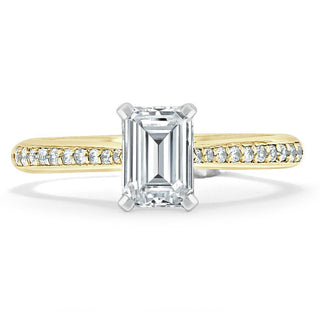 Bague de fiançailles solitaire en moissanite en forme d'émeraude de 1,0 ct