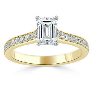 0.75 CT Emerald Cut Solitaire Moissanite Engagement Ring