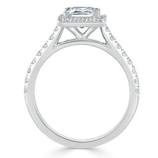 Bague de fiançailles en moissanite taille princesse 1,0 ct sertie d'un halo pavé