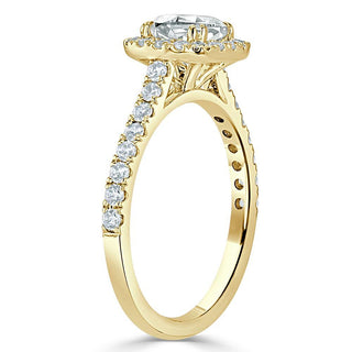 1.0 CT Cushion Shaped Moissanite Halo Engagement Ring