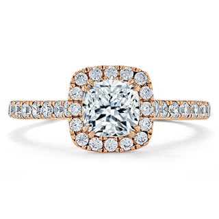 1.0 CT Cushion Shaped Moissanite Halo Engagement Ring