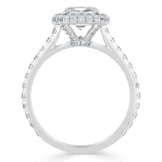 1.5 CT Cushion Cut Halo Pave Setting Moissanite Engagement Ring