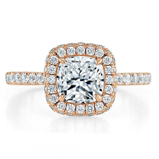 1.5 CT Cushion Shaped Moissanite Halo Engagement Ring