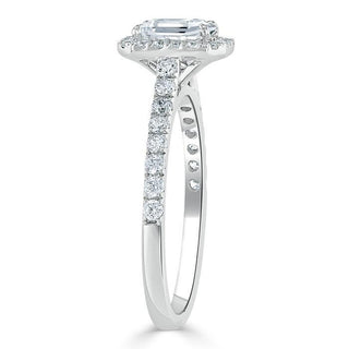 Bague de fiançailles halo en moissanite en forme d'émeraude de 1,0 ct