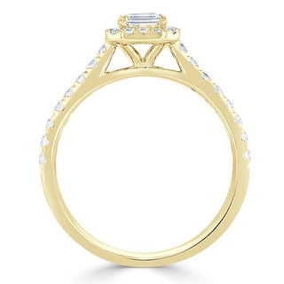 Bague de fiançailles halo en moissanite en forme d'émeraude de 1,0 ct