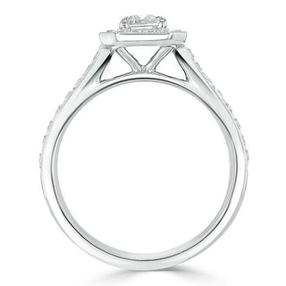 Bague de fiançailles halo en moissanite en forme d'émeraude de 1,0 ct