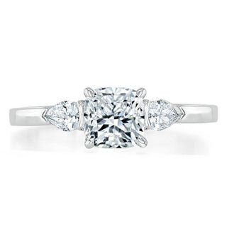 0.75 CT Cushion Shaped Moissanite Three Stones Engagement Ring