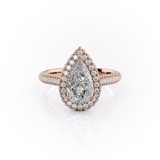 2.0 CT Pear Shaped Moissanite Halo Engagement Ring