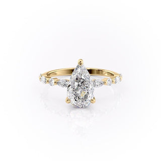 2.0 CT Pear Shaped Moissanite Solitaire Engagement Ring