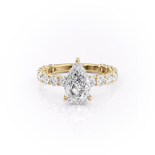 Bague de fiançailles solitaire en moissanite en forme de poire de 2,0 ct